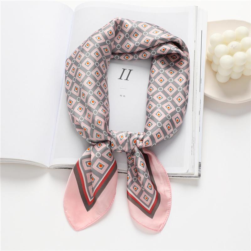 European and American style silk scarf square scarf simple geometric small square plaid scarf fashion polka dot silk scarf professional versatile scar