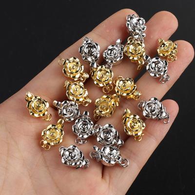 2Pcs Rose-Shaped Clasps For Necklace Bracelet Brass Buckle Hooks Connector For DIY Jewelry Making Accessories