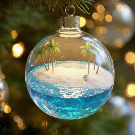 Sportovní míče Vánoční ozdoby 3D Ozdoba sněhová koule se sportovními mikroscénami Průhledná plastová závěsná koule na vánoční stromek Domácí dekorace