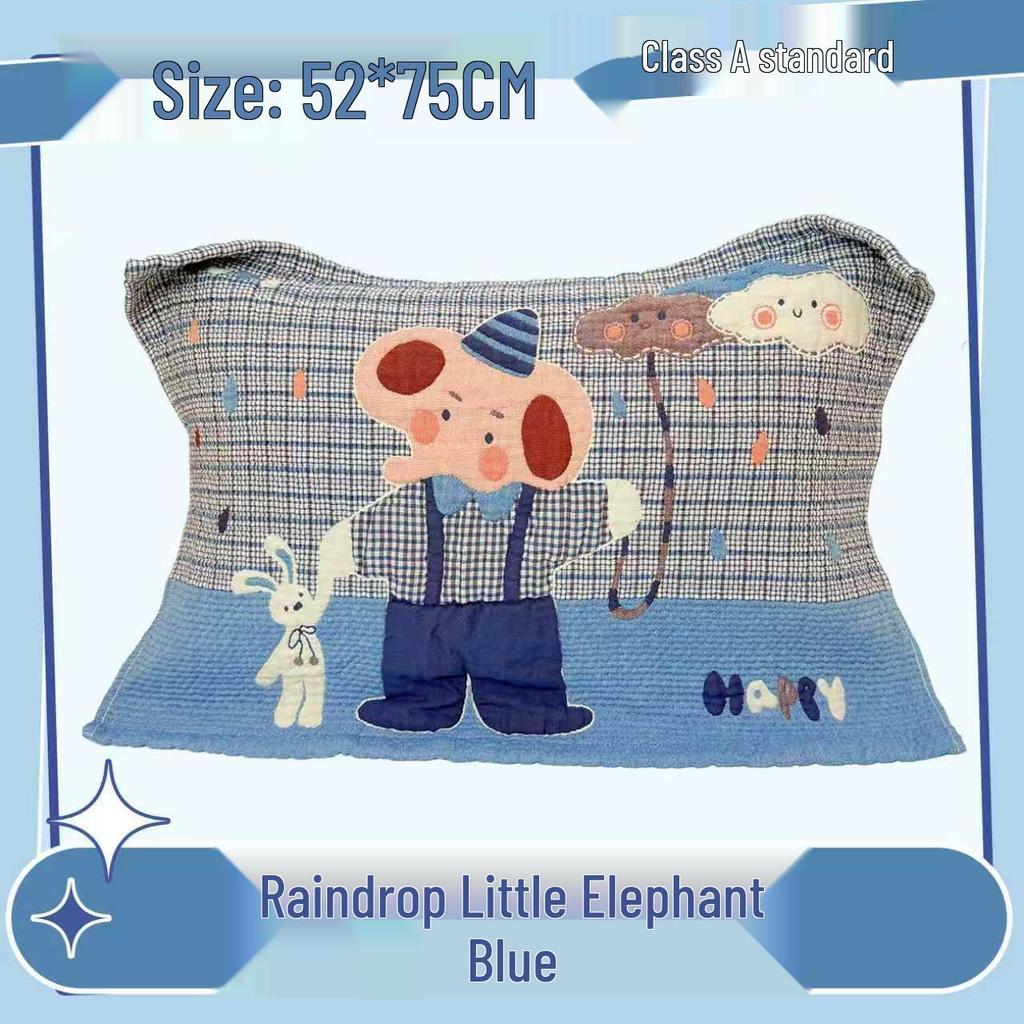 Cartoon Cotton Gauze Pillowcase Set: Soft, Breathable, Sweat-Absorbent Pillow Covers.