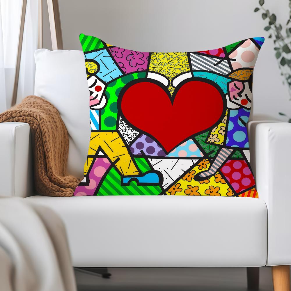 R-romero B-Britto Art Pillow Case Applicable Space For Guest Rooms Interiors Cars Office House Decoration