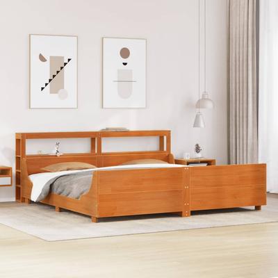 Vidaxl Bed Frame Without Mattress, Waxed Brown, 180X200 Cm, Solid Pine