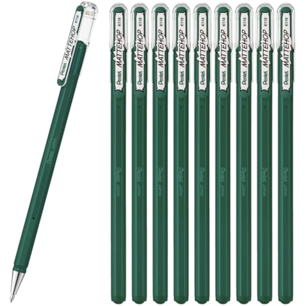 Pentel Ballpoint Pen Color Matte Hop Dark Green 10pcs K110-VD2