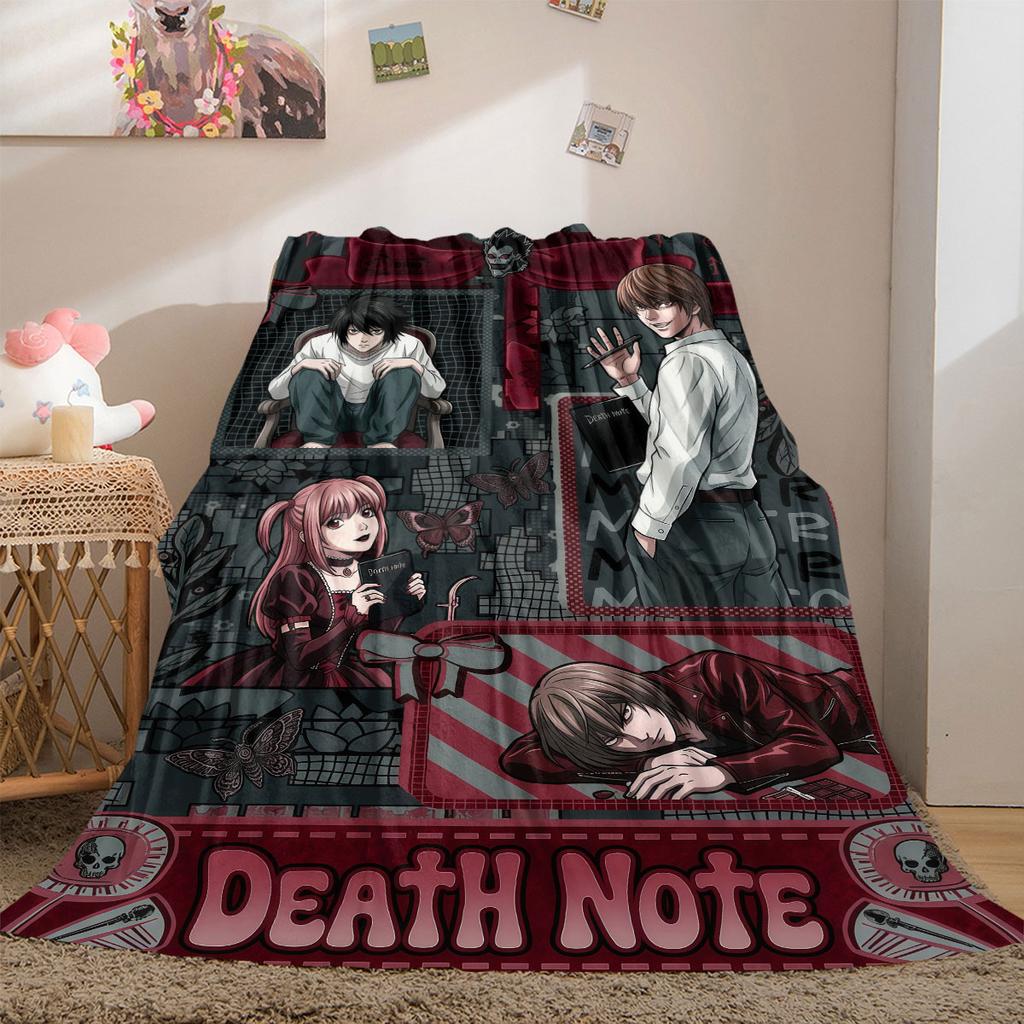 Death Note Fine 2D Print Flannel Blanket Cute Cartoon Graphic Patterns for Bedding Sofa Couch Travel Picnic Wrap_LIAN