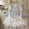 Toku and Yu Camisole Mini Gothic Lolita Ribbon Tiered Lolita Jumper Mori Sickly Perfect for Tea School and Events Skirt, Girls' Skirt, Palace-Style,