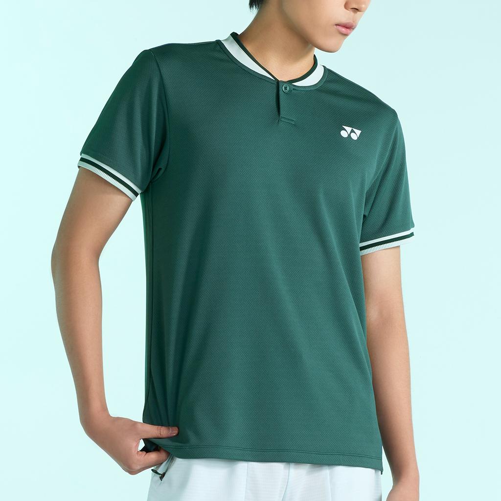 YONEX 255Ts001M Green Men'S Henry Collar Tennis Gamewear