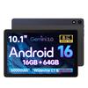 16-дюймовий планшет First FPD Планшет Модель 16 ГБ ОЗП 64 ГБ ПЗП 1280x800 IPS Великий екран Процесор UNISOC T616 Сумісність з Widevine L1 HD Швидка зарядка 6000 мАг 18 В Обличчя