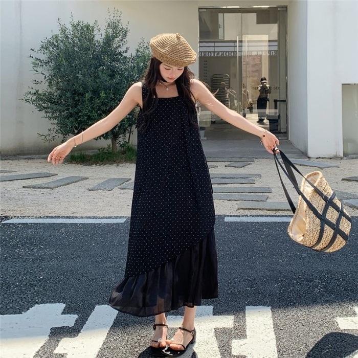2026 summer new niche design French lace polka dot irregular ruffle edge half-length skirt S