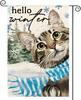 Hello Winter Snow Cat Garden Ag 12X18 Inch Double Sided, Seasonal Holiday Farm KKL AAL  WZZ