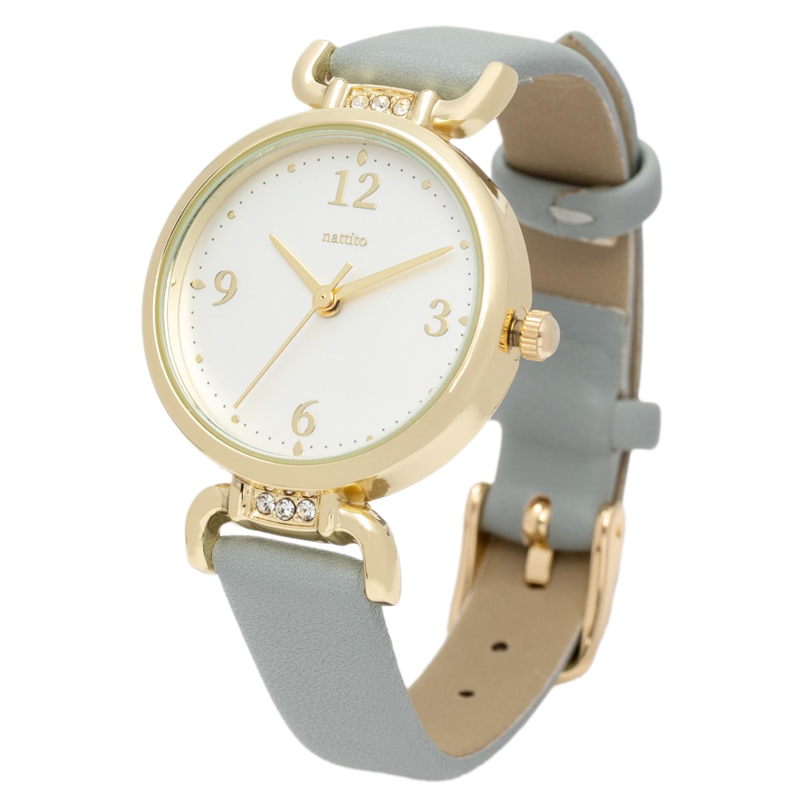 

Analog Watch with Leather Strap and Sparkling Jewelry Blue [Fieldwork] Women s Stones, JN044-4 синій
