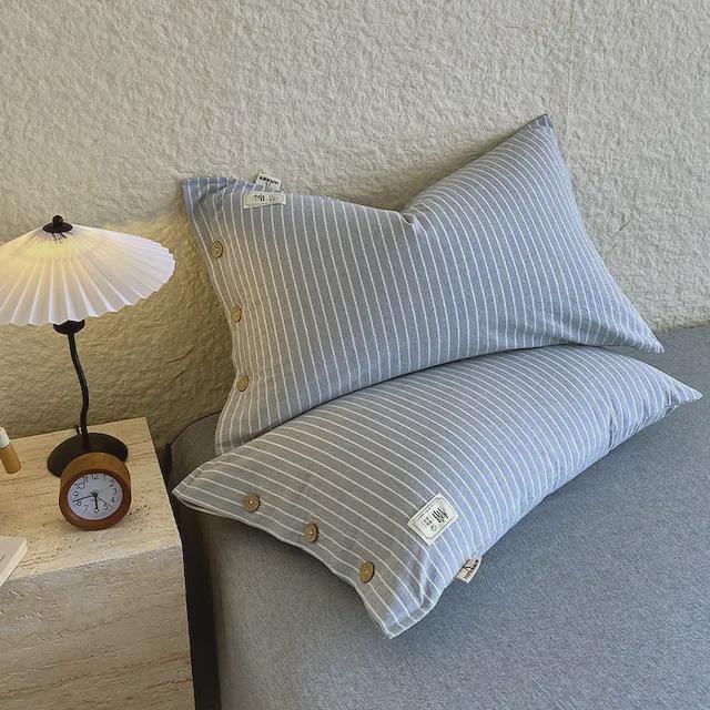 Zestaw 2 poszewek na poduszkę pojedynczą z czystej bawełny i lnu z wewnętrznym wkładem w całości bawełnianym, 48cm x 74cm