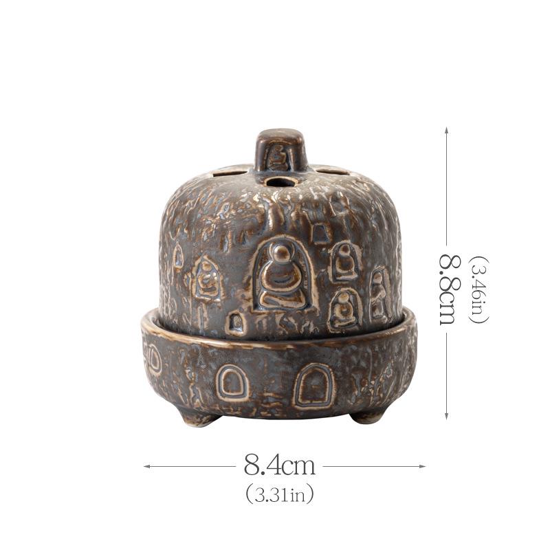 Ancient Zen Sandalwood Ceramic Incense Burner - Dunhuang Design