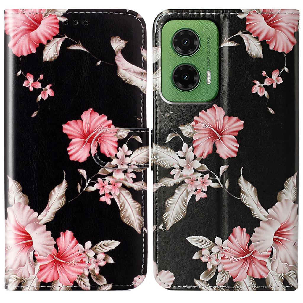 For Motorola Moto G35 5G Case Pattern PU Leather Flip Phone Cover