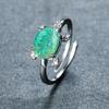 Wish personalized platinum oval blue-green-white Opal turtle opening versatile ring slightly inlaid with zircon