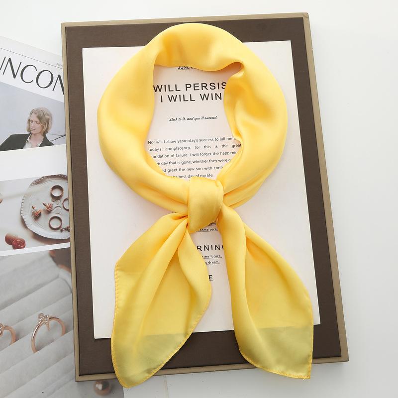 70cm Solid Color Small Square Scarf Women Trendy Versatile Neck Scarf Match Blazer Shirts Decorative Bandana