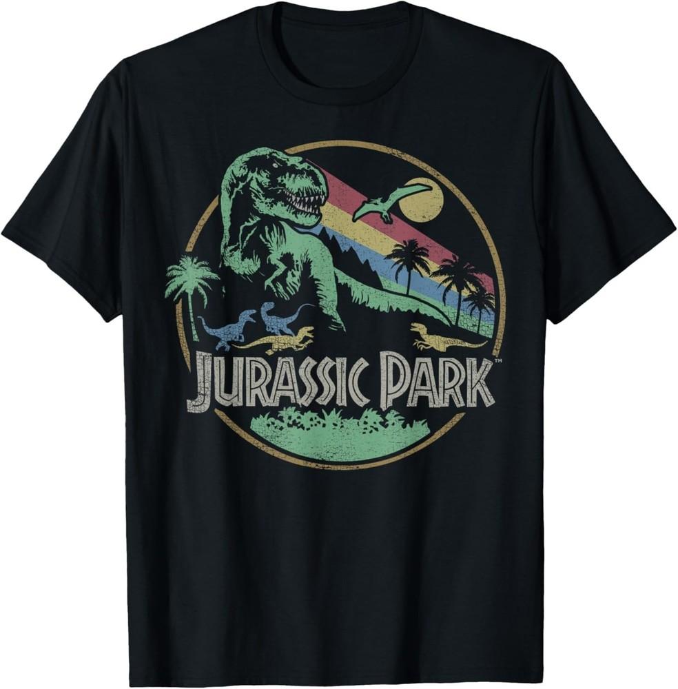 Jurassic Park Retro Darken Color Circle Logo T-Shirt