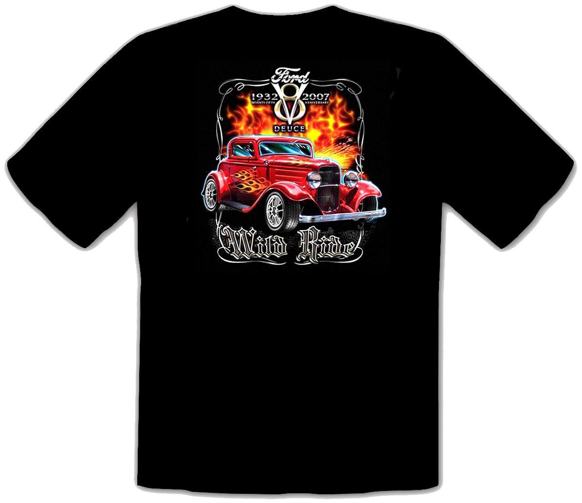 Ford V8 75th Vintage Car Hot Rod Classic Car Ride Black T-shirt 448SWKids S