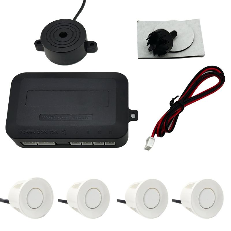 12V 22mm Car Parking Sensor Kit Universal 4 Buzzer Reverse Backup Radar Sound Alert Indicator Probe System White sensors