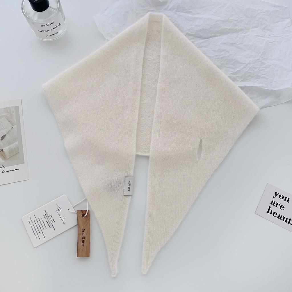 New Korea Styles 100% Wool Knitted Triangular Scarf Women Winter Warm Decorate Headscarf Shawl Neckerchief Hijab Pashmina