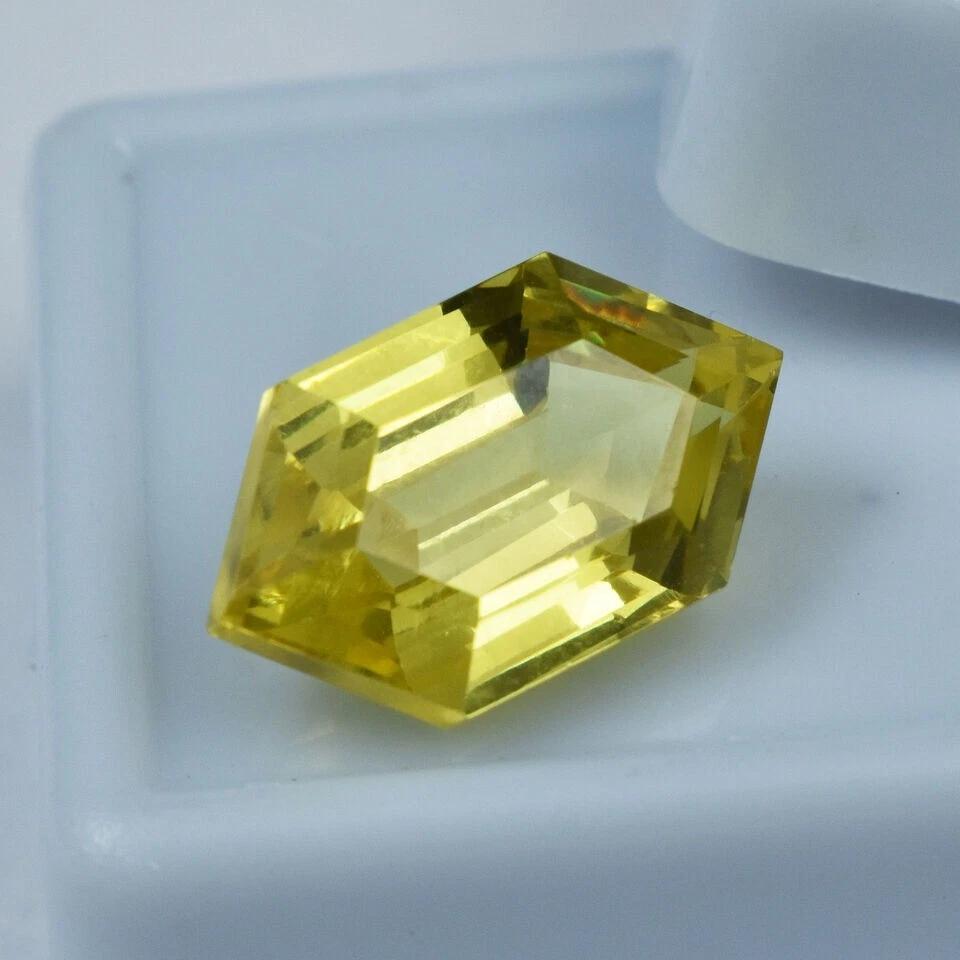 8-10 Ct Natural Yellow Sapphire Fancy Hexagon Fabulous Certified Loose Gemstone