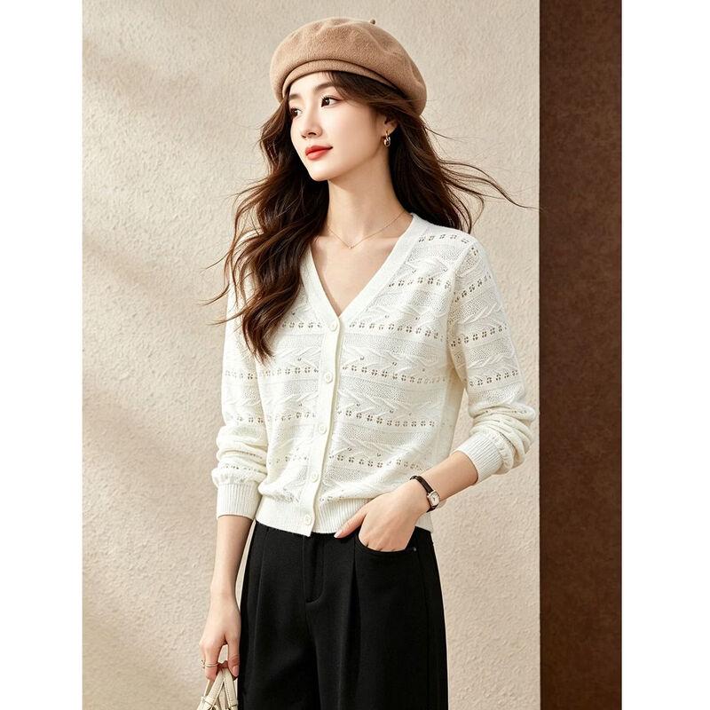 D.F.DEAR Women's Beaded V-Neck Knit Cardigan
