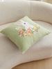 1Pc Easter Bunny Floral Wreath Pillow Covers - Polyester, 2D Double-Sided Printed, Green Pillow Cases For Sofa & Bedroom