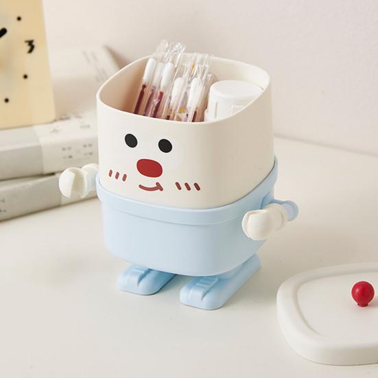 Cartoon Pen Holder Multifunctional Makeup Brush Holder Kitchen Storage Cup Cute Desk Organizer with Lid for Office Home