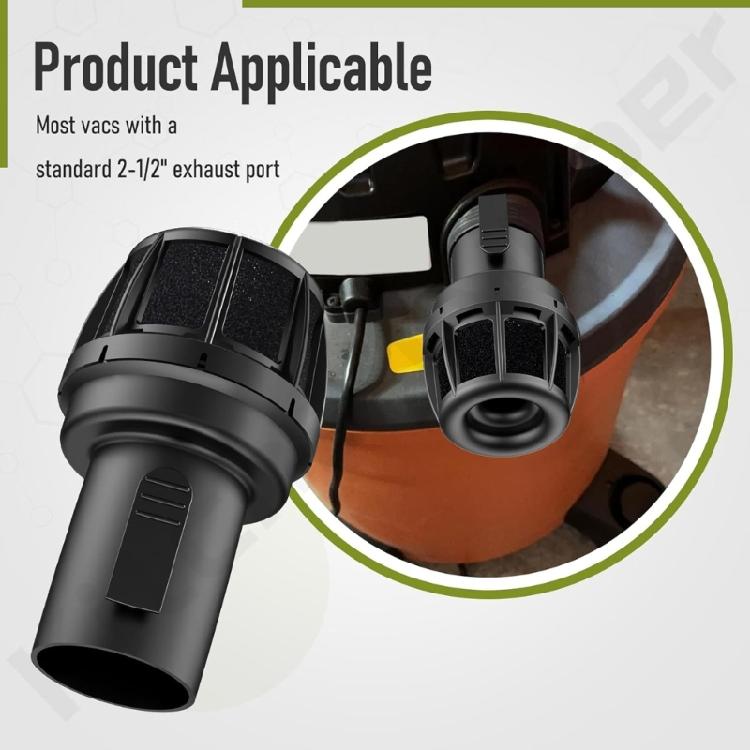 Airflows Silencing Adapter For Industrial Vacuums 2.5Inch Blower Port Attachment Maintains Suction While Reducing Decibels