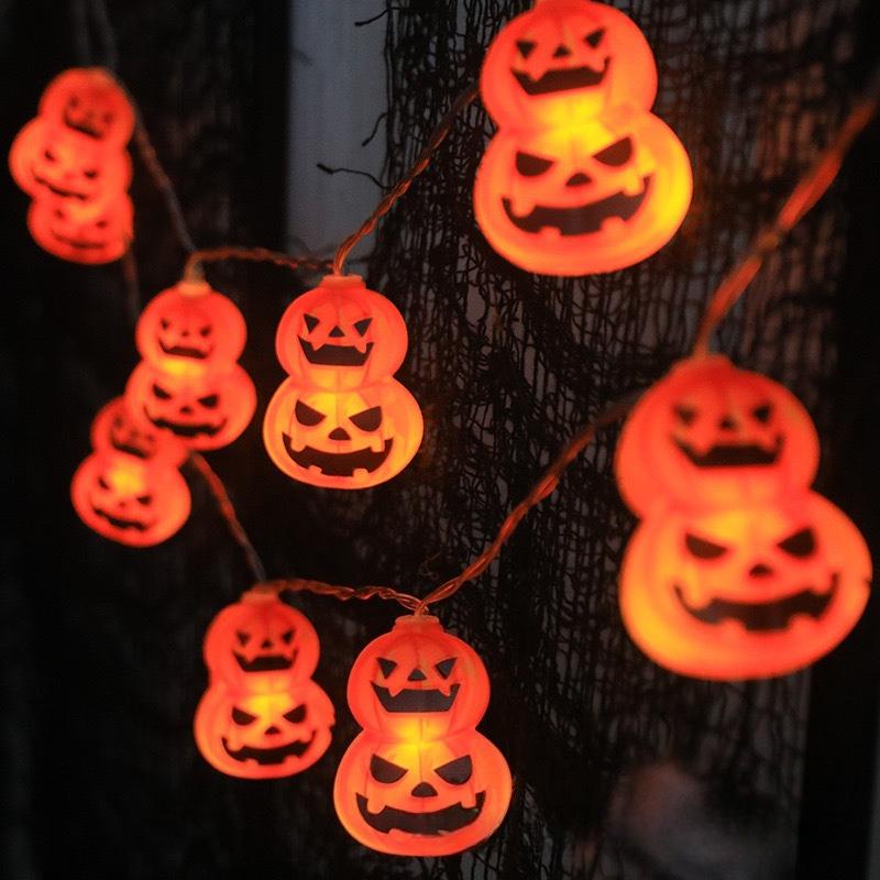LED Halloween Pumpkin Lights String Ghost Festival Decoration String Lights Battery Lights Remote Control USB Models, Holiday Decoration Lights