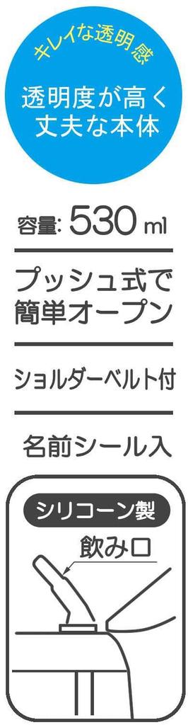 Skater Water Bottle with Disney Frozen for Straw, 530ml, 23, One-Push Operation, Girls, PDSH6DX-A