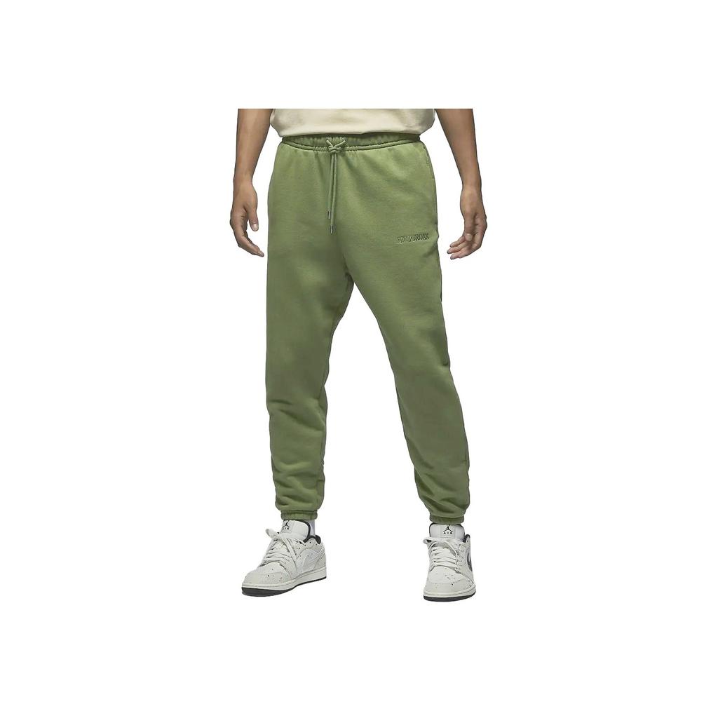 Jordan Wordmark Series Solid Casual Cuffed Knit Sport Pants Men Bottoms Light-Olive-Yellow FJ0697-340
