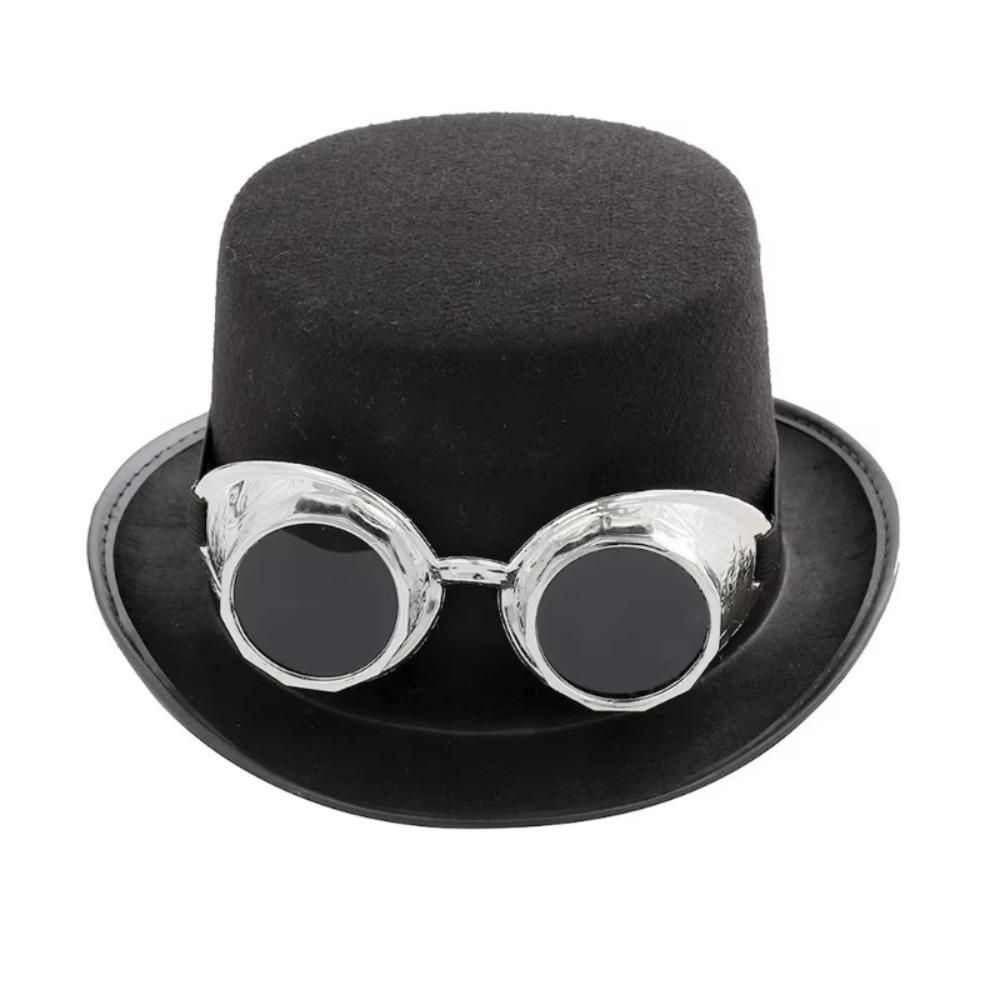 Magician Hat Steampunk Men Hat With Eyeglasses Cosplay Jazz Hat Retro Gothic Hat Men Women Unisex