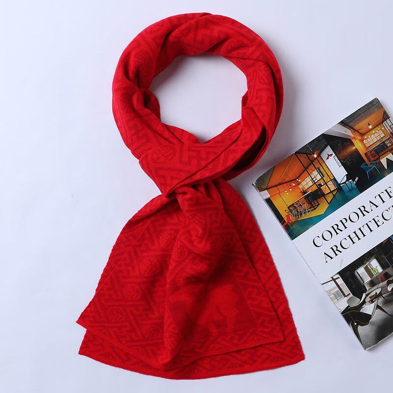 

Hengyuanxiang 2024 Унисекс Шарф Красный Зодиакальный из Шерстяной Смеси One Size