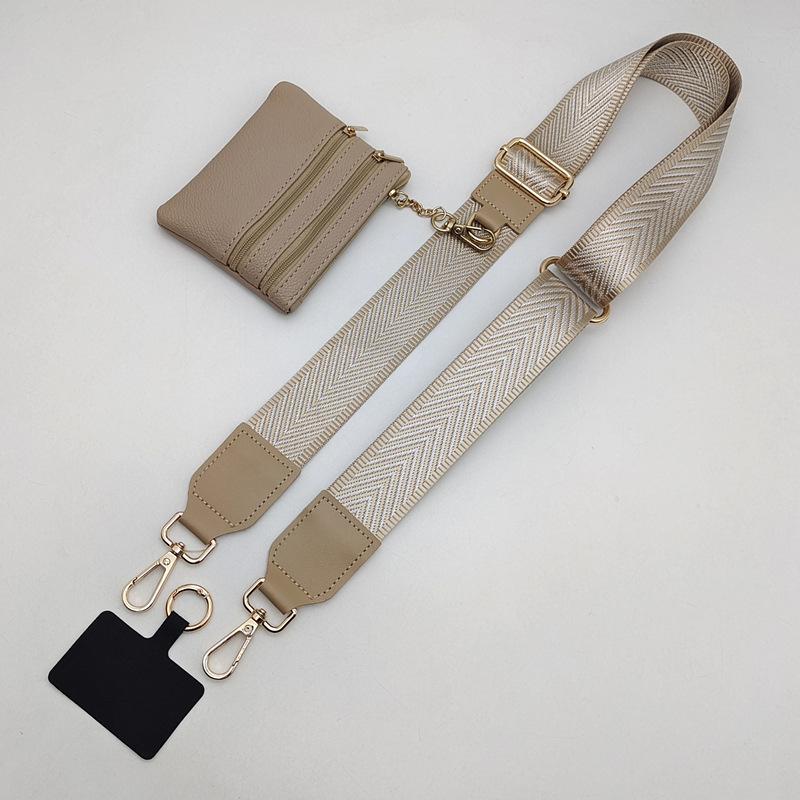Versatile Adjustable Women's Bag Personalized Wide Oblique Span Strap with Bag Mobile Phone Strap Gasket Circle Lanyard