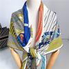 130cm French Autumn/Winter Geometric Striped Faux Silk Wool Scarf Warm Shawl and Square Wraps Ladies Bandana Hijab Foulard