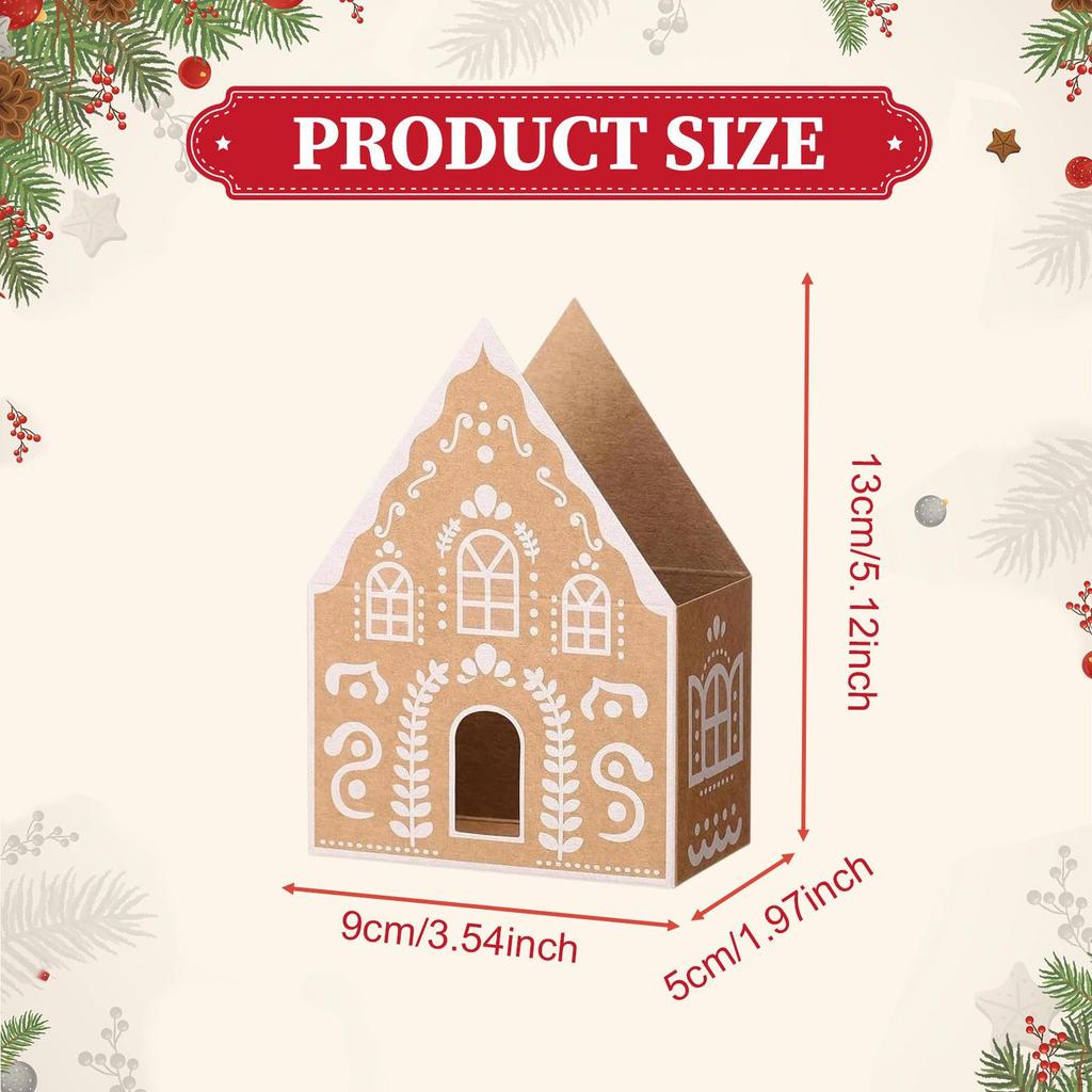 Christmas Treat Box Party Supplies Favor Paper Portable Gingerbread House Gift Container for