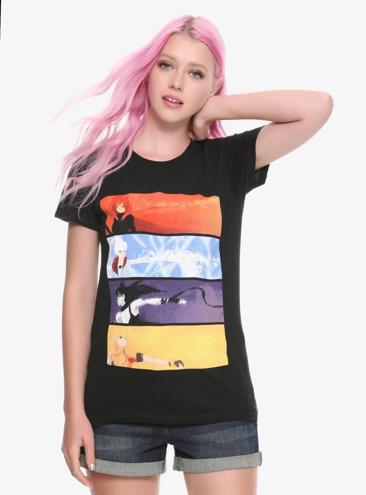 

RWBY Juniors Character Panels Design Black Tee Shirt New S, M, L, XL M