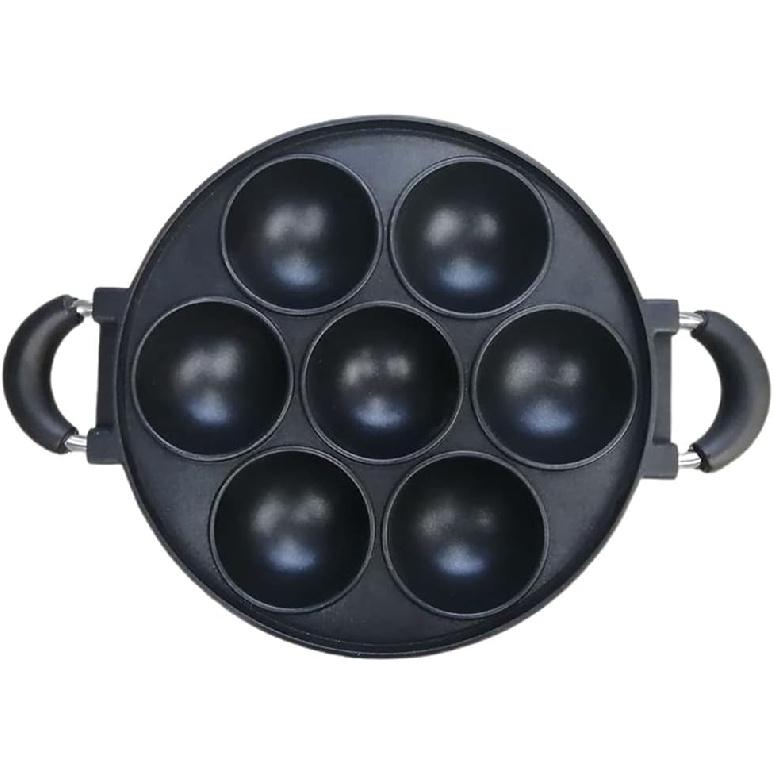 7-Hole Cast Iron Omelette Pan Non-Stick Cooking Pot Breakfast Egg Cooking Pie Cake Mold Kitchen Cookware Omelette Pans Nonstick Flip