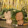 Gezicht Hoofd Planter Vetplant Bloempot Hars Container Met Afvoergaten Bloempot Figuur Tuindecoratie Tafelblad Ornament