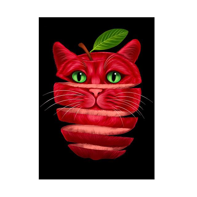 

Забавные красные яблочные кошки, креативные постеры, настенные художественные принты на холсте, современные картины с животными для гостиной, домашний декор, фотографии 21x30cm No Framed белый