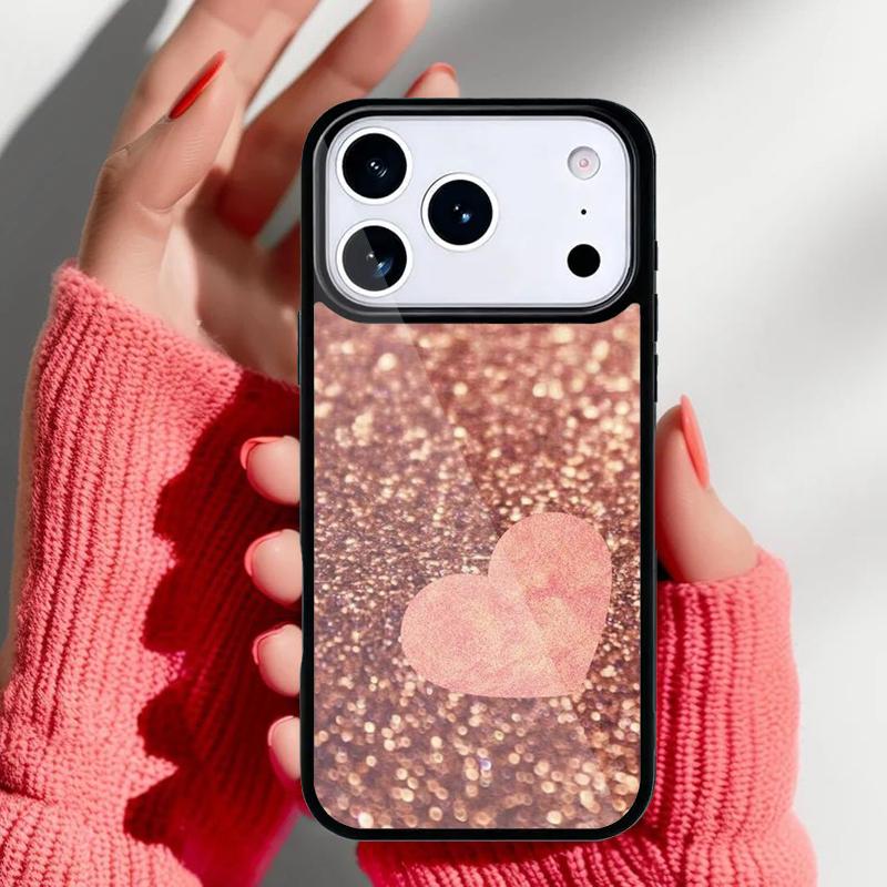 

Золотой Розовый Сердце Любви Чехол для Телефона для iPhone 17 16 15 14 13 Pro Max Задняя Крышка для 12 11 Pro Coque iPhone 14 Pro Max