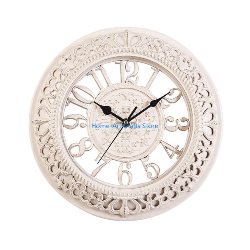 Y3NA Antique Battery Operated 12inch Round Wall Clock for Vintages Inspireds Interior Room