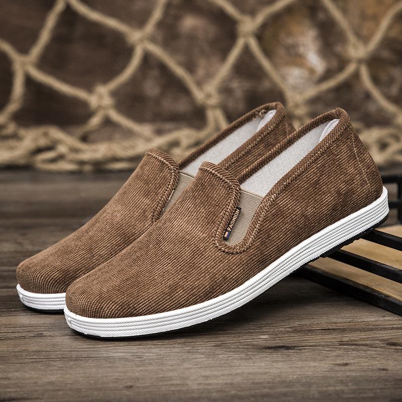 Fashion Beijing Men's Canvas Shoes Breathable Workwear Mountain Climbing Anti-slip Rubber Sole Round Toe Cotton Lined Casual Shoes