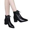 New Thick Heel Pointed Middle Heel Short Boots Winter Boots Single Boots Velvet Warm Boots Large Size