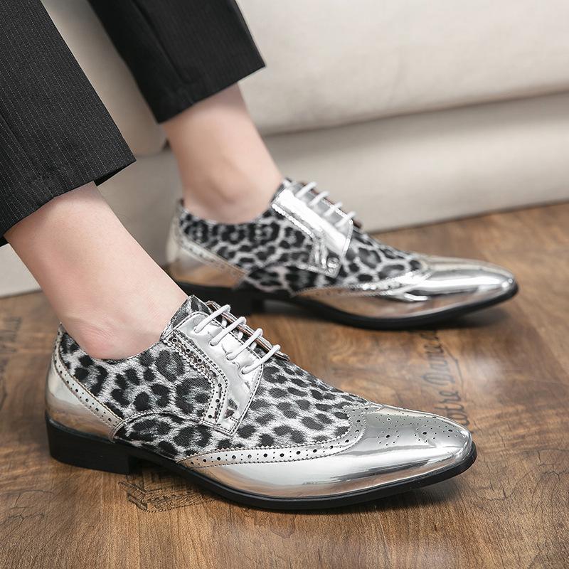 Wedding Shoes Gold Chelsea Boots Male Hair Stylist Gold Boots Internet Celebrity Explosion Leopard Print Dress Casual