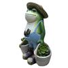 Garten-Landwirtschafts-Frosch-Ornament, Outdoor-Harz, lustige Tierfigur, Skulpturen, Dekoration, geeignet für Terrassen, Rasen, Hof-Dekor