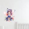 Butterfly Fairy Wall Sticker, Watercolor Purple Hair Fairy Removable Wall Decal for Girls Room, Self-Adhesive PVC Wall Art, Easy Install &