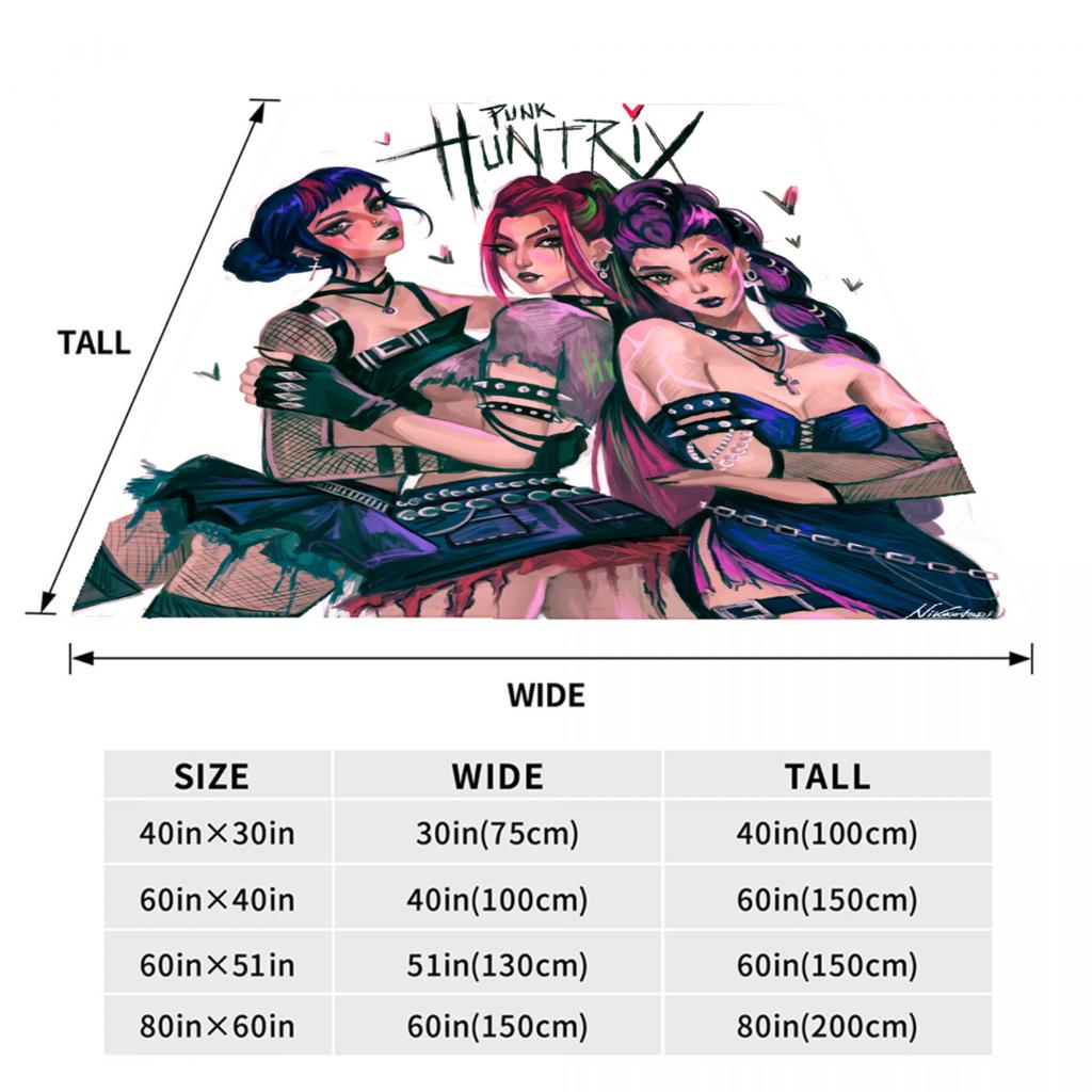 Punk Huntrix Blankets K pop Demon Hunters Zoey Rumi Mira Soft Warm Throw Blanket Kids Living Room Couch Sofa Bed Christmas Gifts