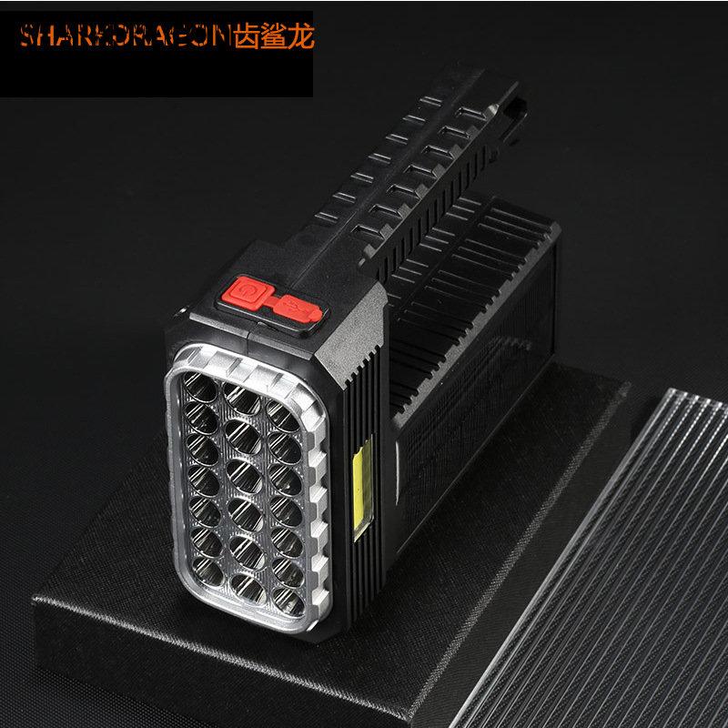 LED Portable Searchlight USB Rechargeable Lighting Outdoor Waterproof Flashlight with Side Light Solar Flashlight