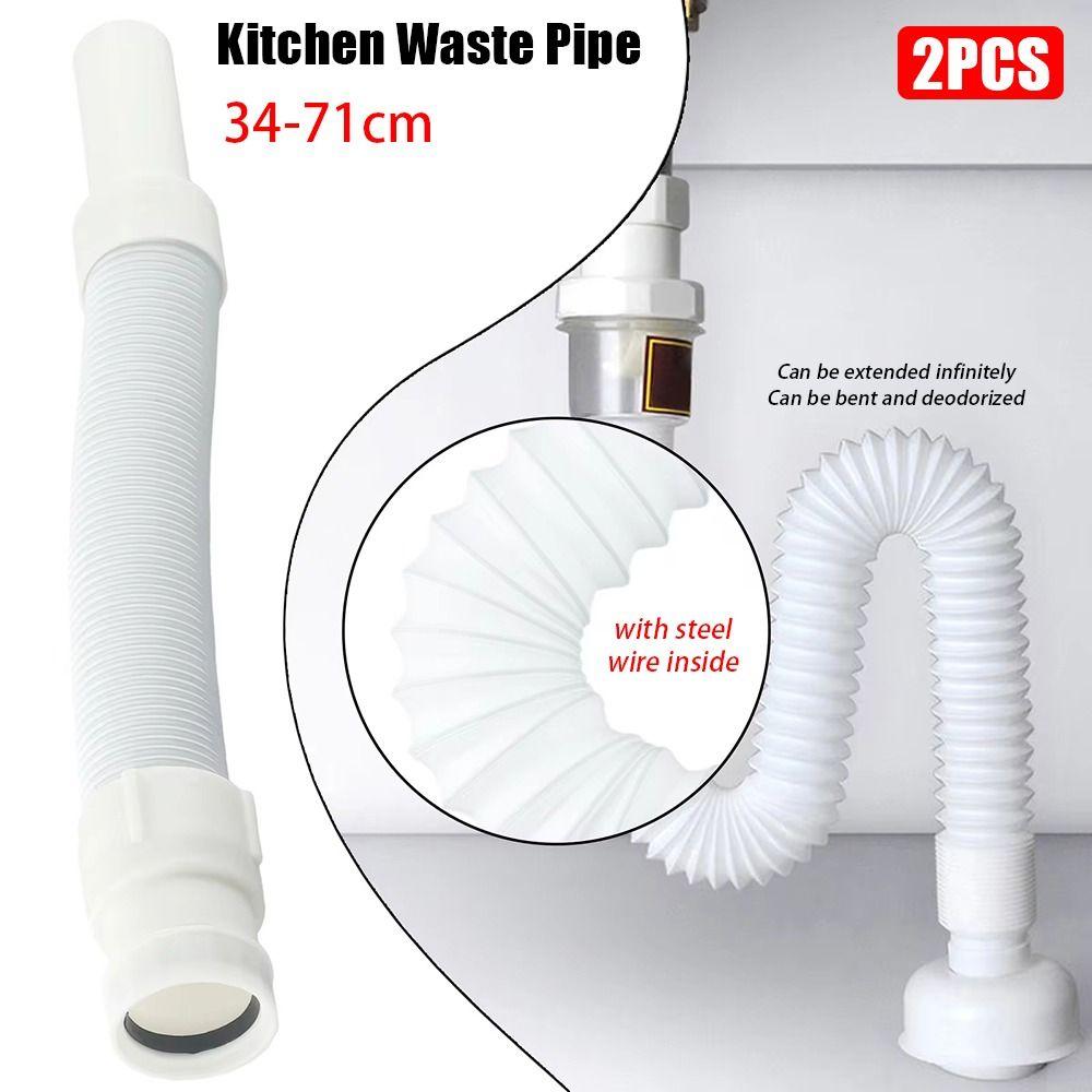 

2 шт. Гнучка розтяжна сміттєпроводна труба для ванної кімнати, умивальник, раковина, водостоки, кухонна каналізаційна труба 2Pcs
